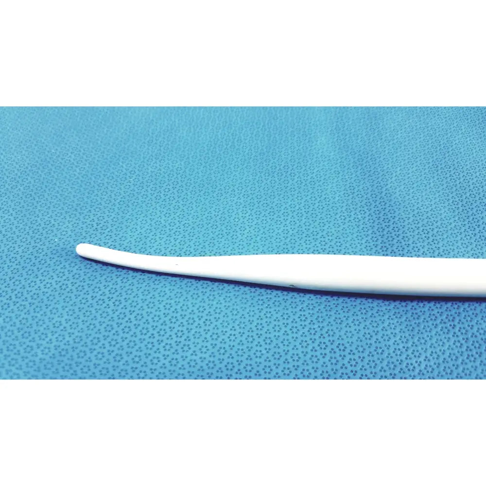 White plastic otoscope with curved tapered tip for american endoscopy 54fr maloney tungsten filled esophageal bougie