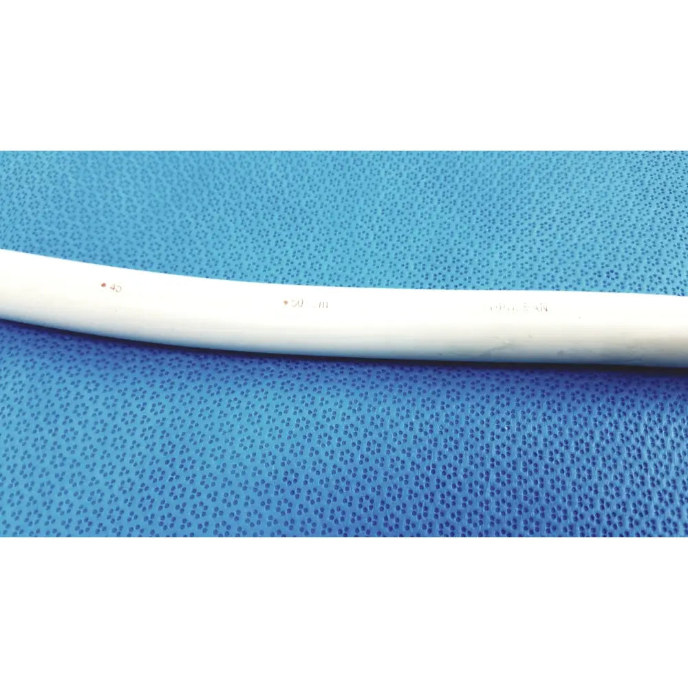 White cylindrical american endoscopy 60fr maloney tapered tungsten-filled esophageal bougie with embossed markings