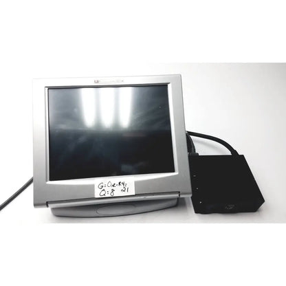 Silver-framed american telecare lifeview home video patient monitor with black screen and white label on bottom bezel