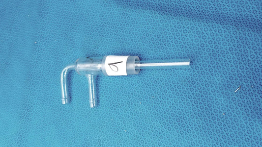 Reuse Medical Aminco 250mm Bent Glass Hose Inlet Adapter 24/29 Joint Vacuum Lab Connector Lab Flasks, second-hand product photo 1