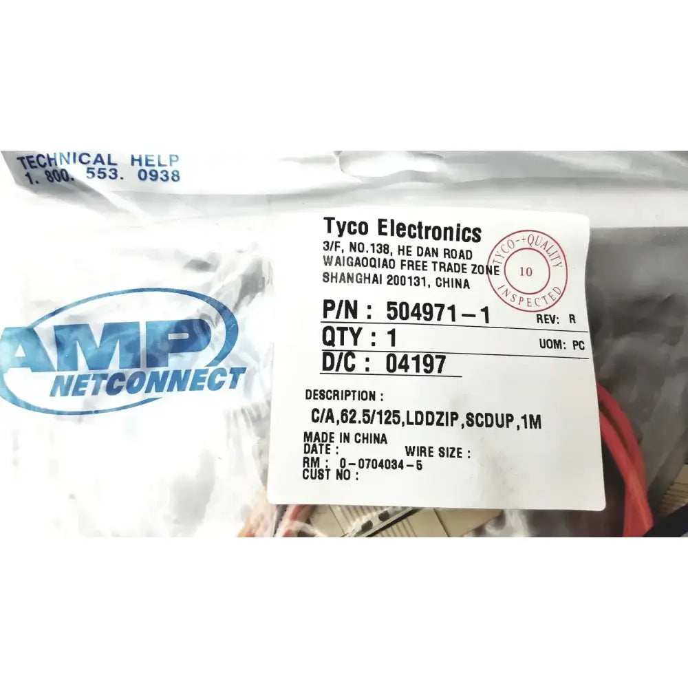 AMP Tyco Electronics Cable 504971-1 C/A,62.5/125, LDDZIP, SCDUP,1M Fiber Optic Cable, second-hand product photo 2