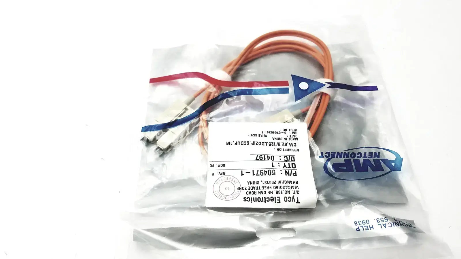 AMP Tyco Electronics Cable 504971-1 C/A,62.5/125, LDDZIP, SCDUP,1M Fiber Optic Cable, new product photo 4