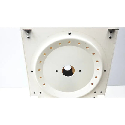 White circular metal mounting plate with evenly spaced holes for ample scientific champion f-33d digital laboratory centrifuge