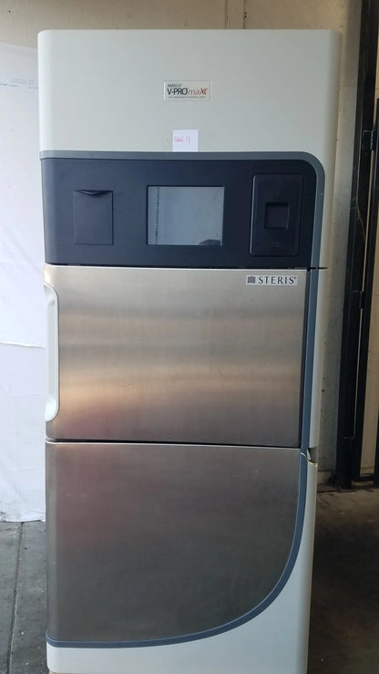 Amsco steris v-pro max low temperature sterilization system with stainless steel front and digital display panel