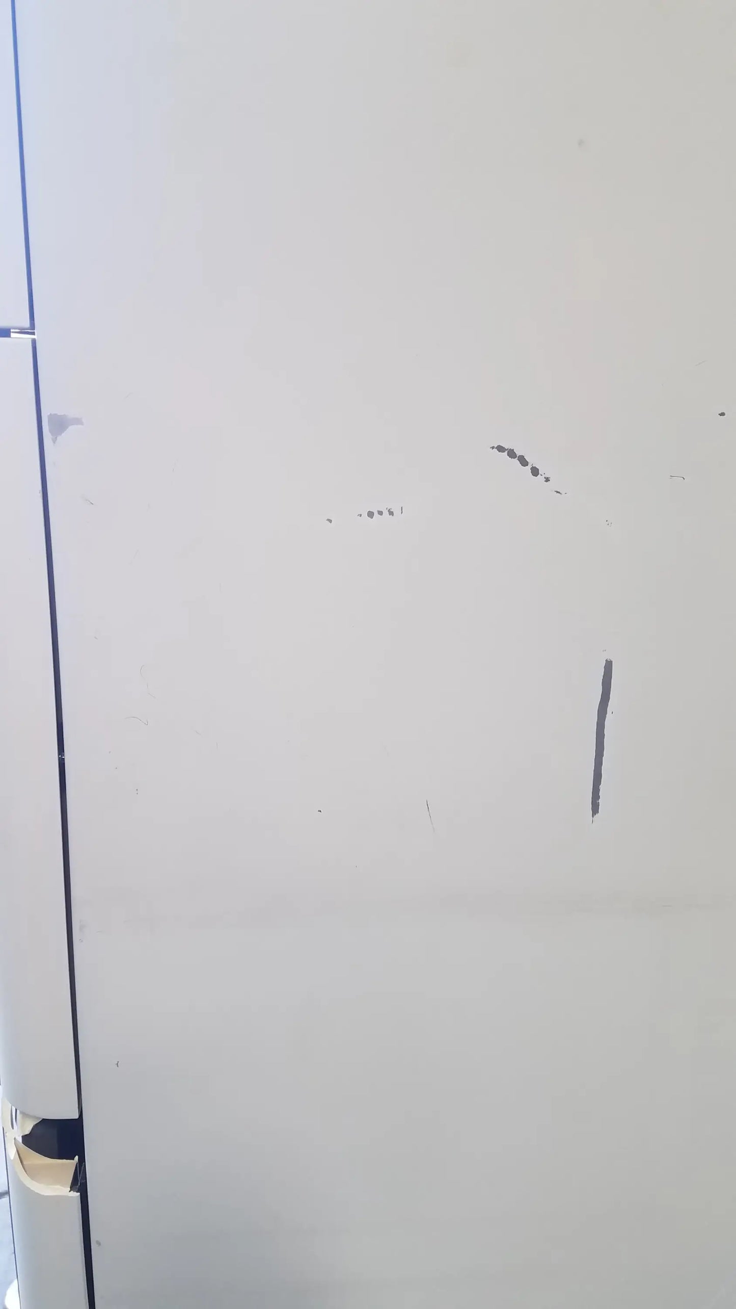 White amsco steris v-pro max refrigerator door with minor scuffs and faint vertical line for low temperature sterilization