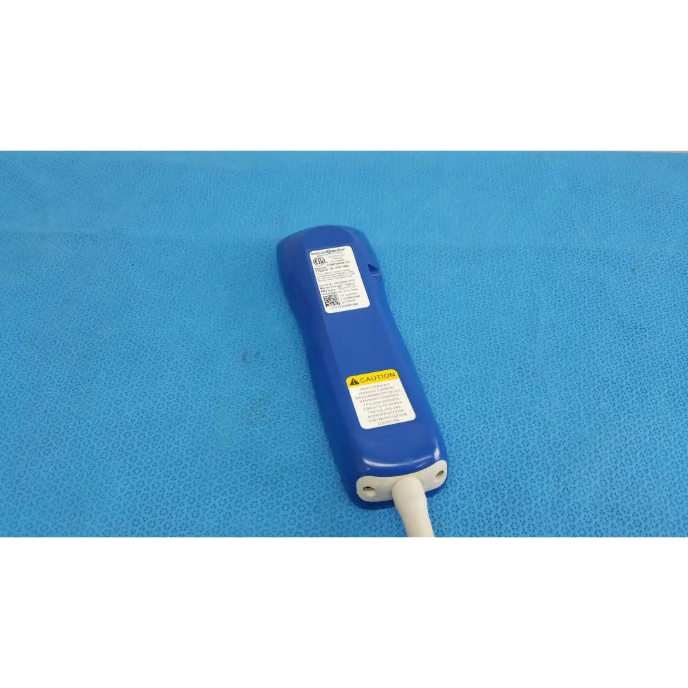 Blue plastic anacom medtek a1501-088dj nurse call system remote handset with white cable and warning labels