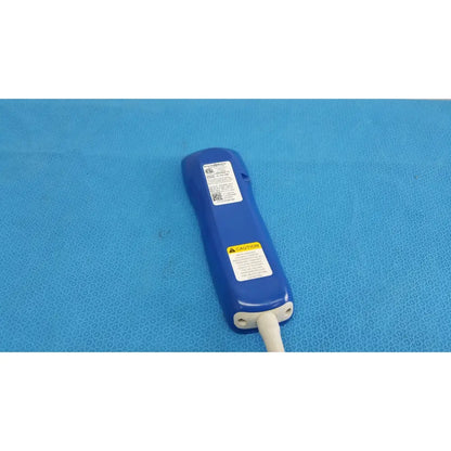 Blue plastic anacom medtek a1501-088dj nurse call system remote handset with white cable and warning labels