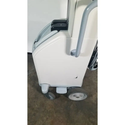 White and gray AngioJet Ultra thrombectomy medical cart with handle, wheels, and black accents for reuse medical settings