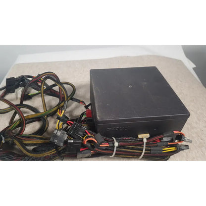 Black rectangular antec truepower 550w black switching power supply with colorful braided cables and black connectors