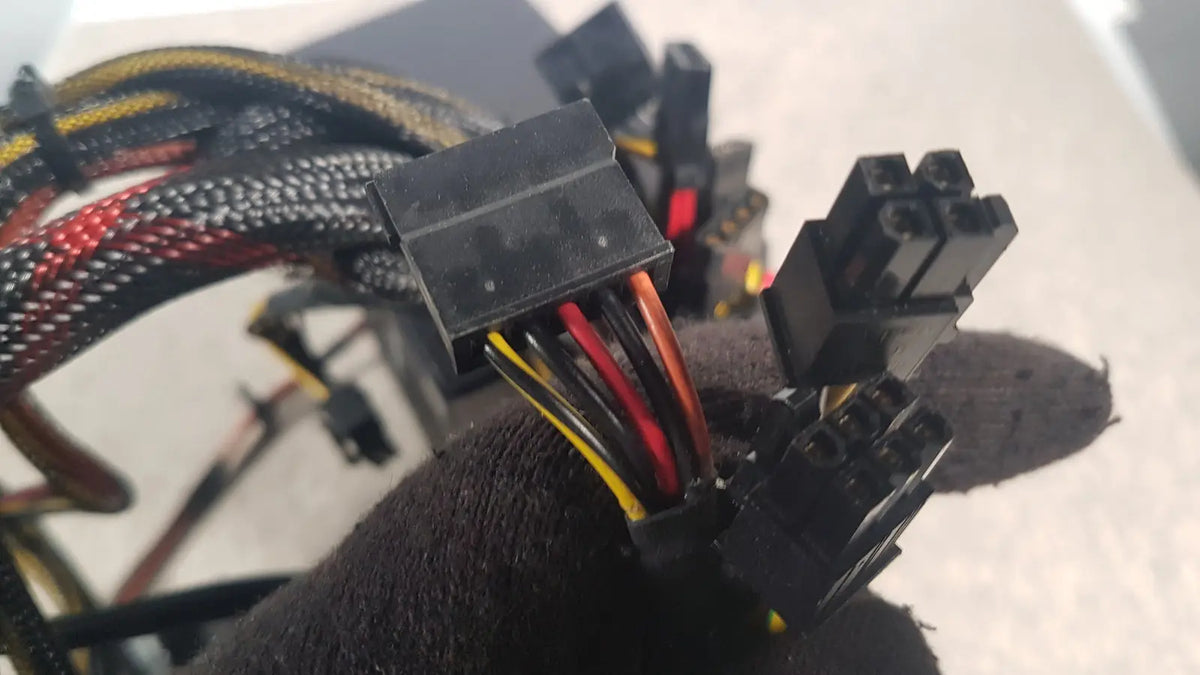 Black power supply cables with red yellow and black wires bundled together for antec truepower 550w black switching power supply