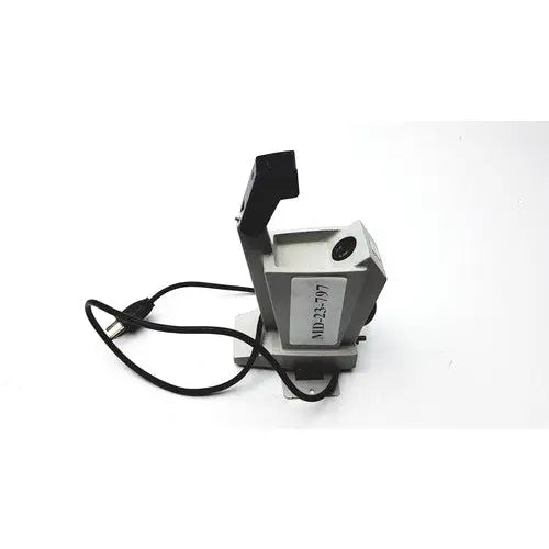 Gray metallic american optical reichert refractometer table stand with black plastic components and coiled power cord