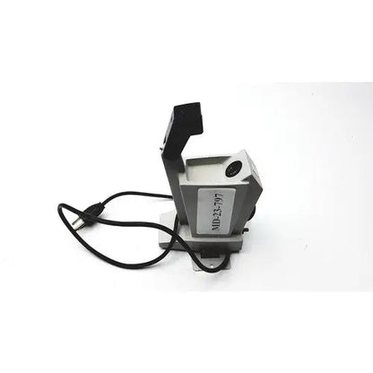 Gray metallic american optical reichert refractometer table stand with black plastic components and coiled power cord