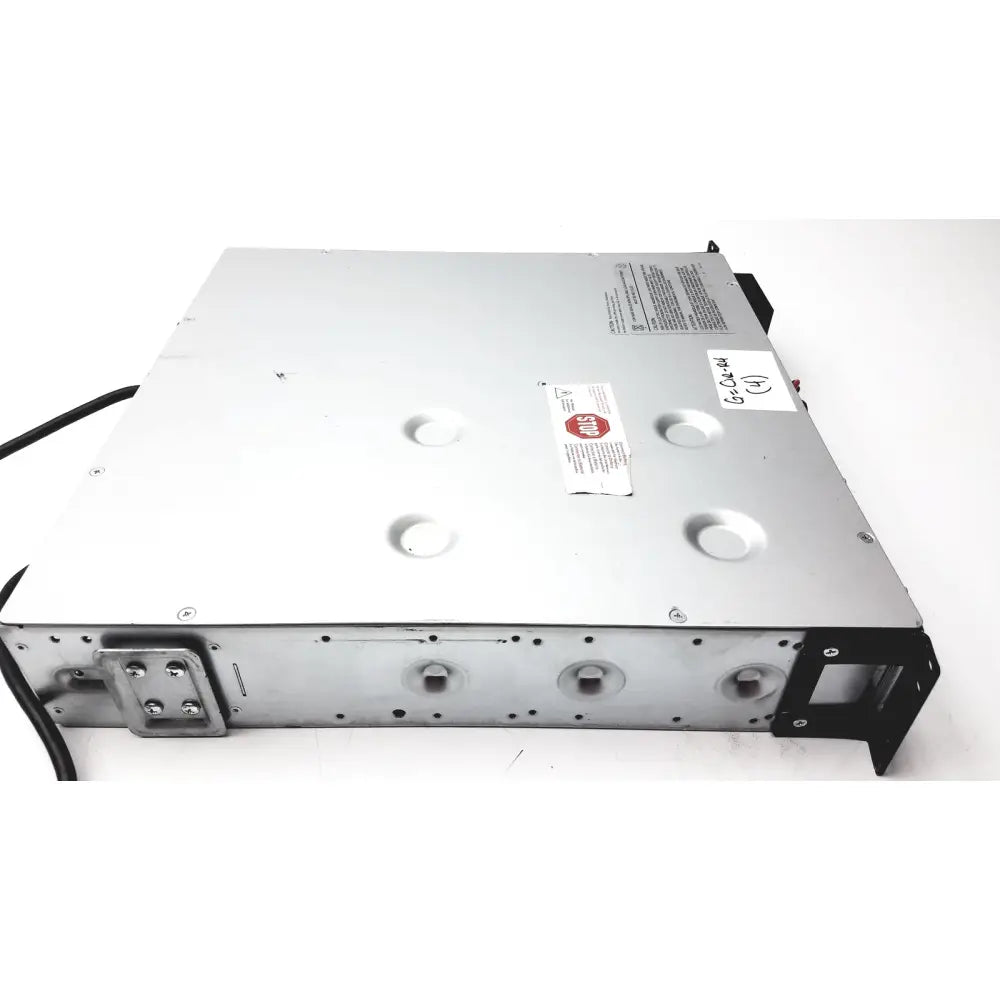 Silver metal server rack with black mounting brackets and ventilation holes in schneider electric smart-ups smt1000rm2u