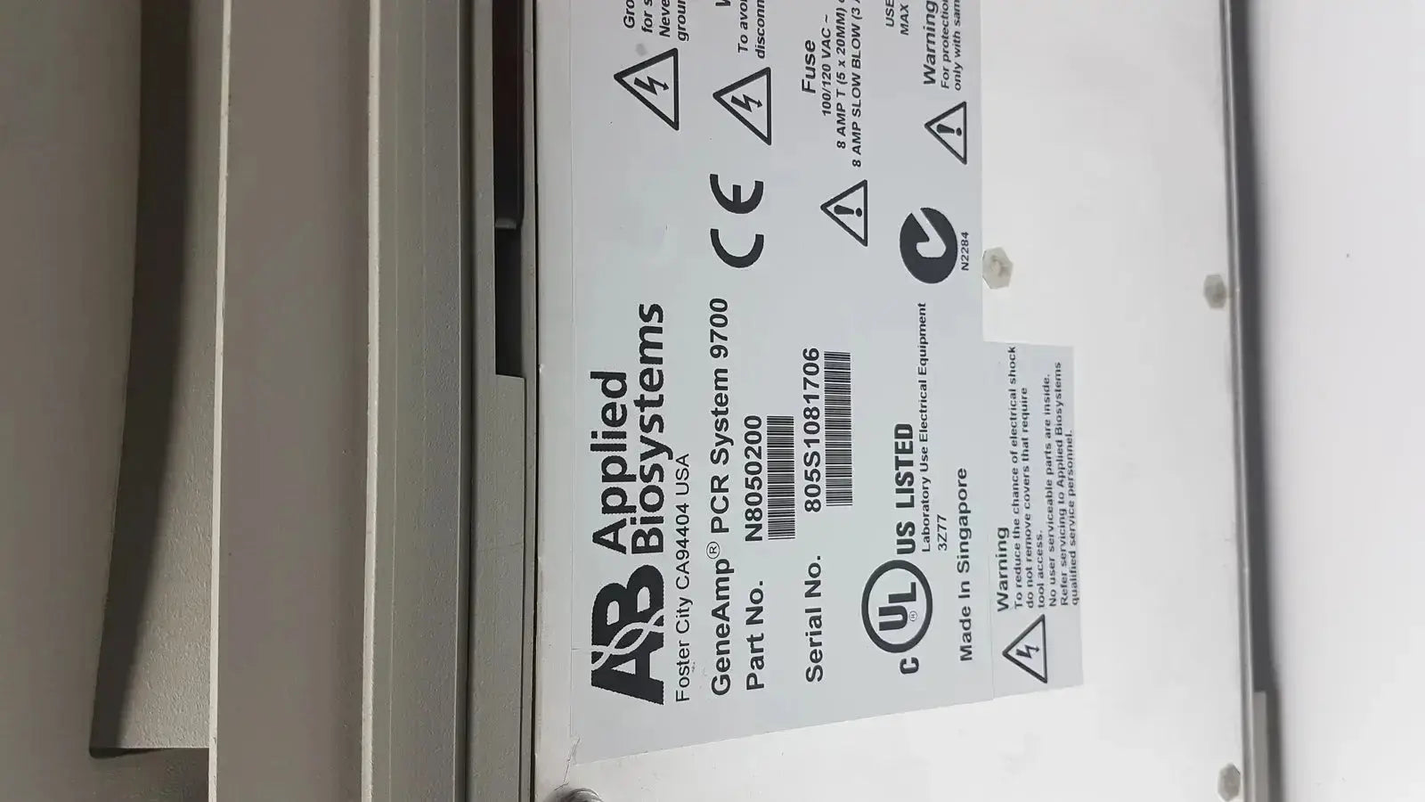 Applied Biosystem GeneAmp PCR System 9700 PCR Thermal Cycler, second-hand product photo 6