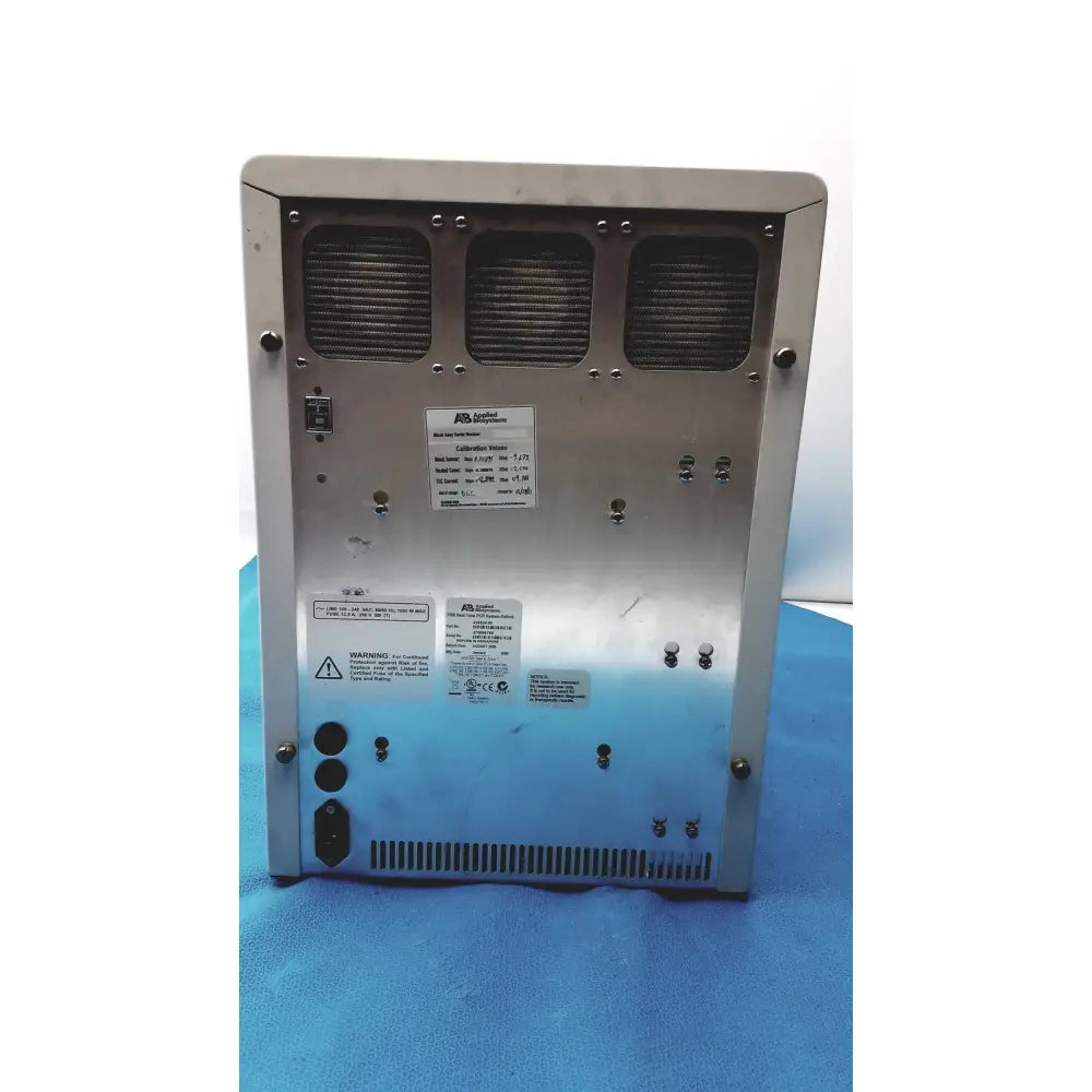 Silver metallic industrial-grade collector video unit with three ventilation grilles and labeled ports for applied biosystems high performance laboratory use