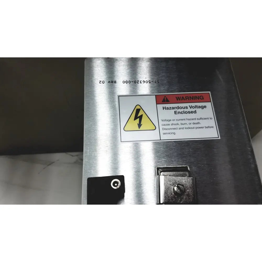 Applied Precision introduces arrayWoRxe biochip reader silver metallic industrial power enclosure with hazardous voltage label