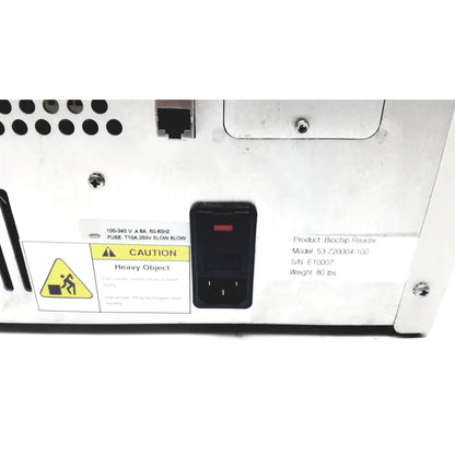Applied precision introduces arrayworxe biochip reader with a black power switch featuring a red indicator light on white casing