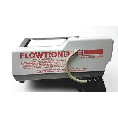 White plastic arjo huntleigh flowtron excel dvt system with red lettering and beige coiled tube attached model ac 550