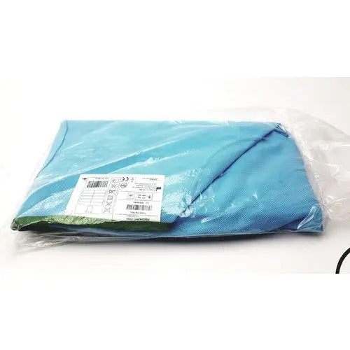 Blue microfiber cleaning cloth wrapped in clear plastic with white label for arjo patient lift sling passive clip heavy duty