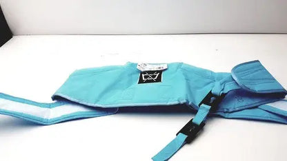 Turquoise arjohuntleigh active sling mfa3000 baby carrier with black adjustable straps and small brand logo patch