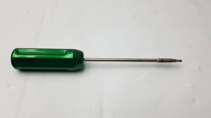 Arthrex AR-13326 green plastic-handled precision surgical instrument with metallic shaft and star-shaped tip cannulated screwdriver
