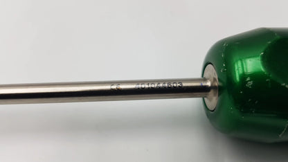 Arthrex AR-13326 green plastic-handled cannulated screwdriver with metallic shaft precision surgical instrument