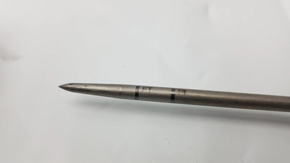 Silver-colored metal arthrex ar-1922p surgical instrument punch with sharp point and engraved markings for corkscrew ft systems