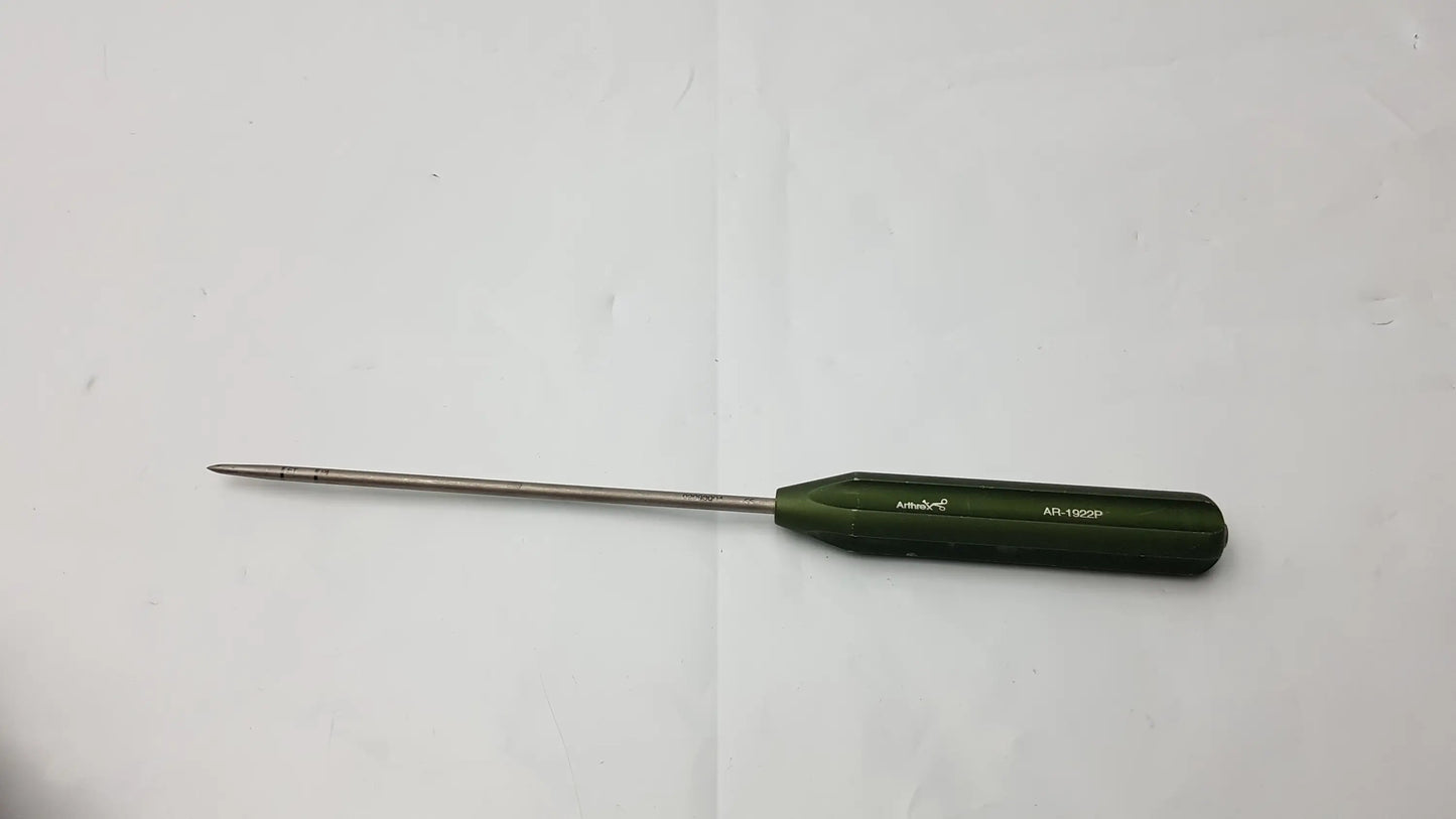 Green-handled metallic surgical instrument ar-1922p punch for 4.5mm pushlock and corkscrew ft systems
