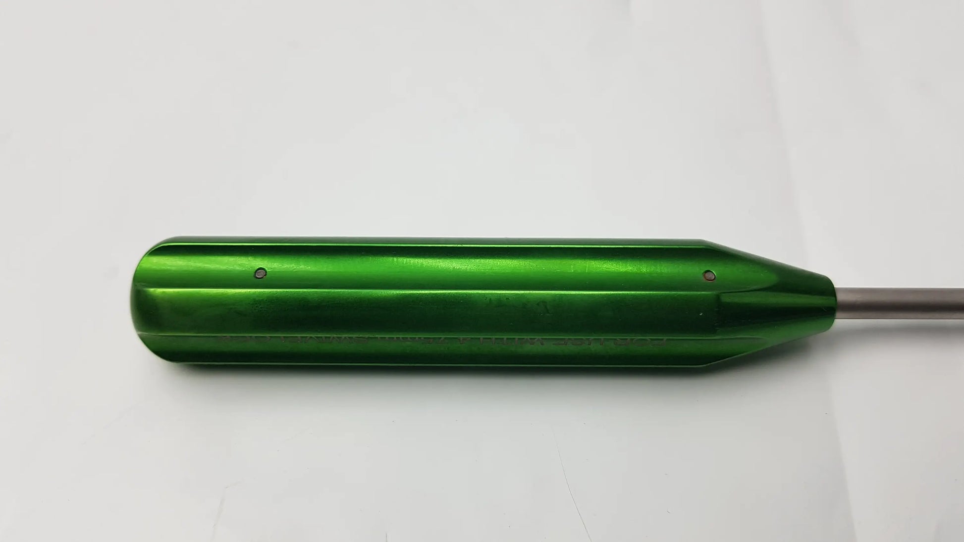 Green metallic arthrex ar-2324ptb punch tap with cylindrical design and indentations for swivelock anchor systems