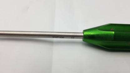 Green plastic-handled punch tap with metallic shaft for Arthrex swivelock anchor systems 4.75mm use