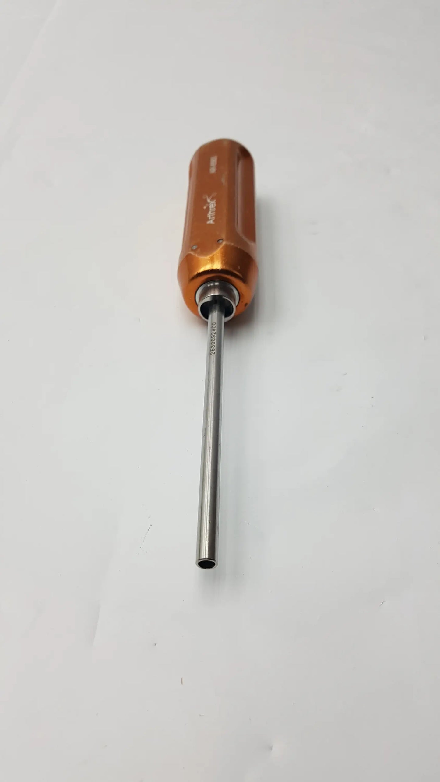 Arthrex ar-6563 reusable obturator surgical instrument with orange aluminum handle and slender metallic shaft