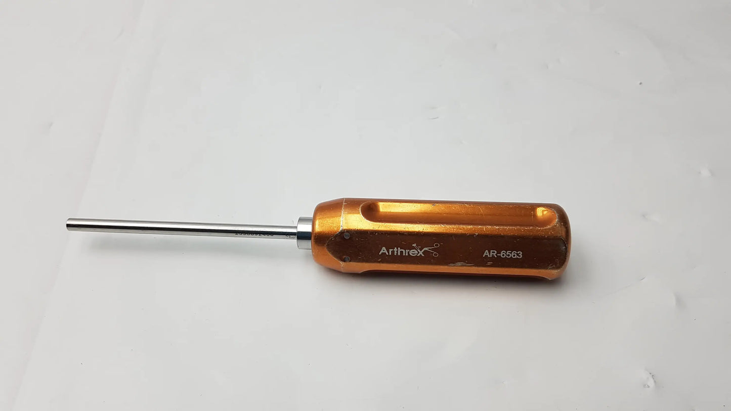 Arthrex AR-6563 reusable obturator surgical instrument with orange handle and metallic shaft textured grip