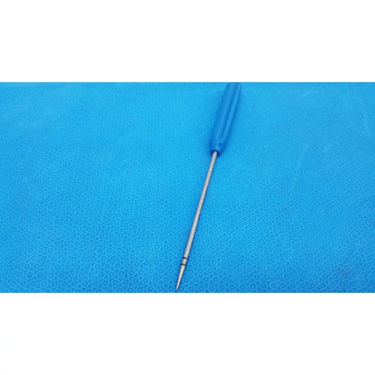 Blue-handled arthrex single use obturator with metallic shaft orthopedic surgical instrument for precise orthopedic use