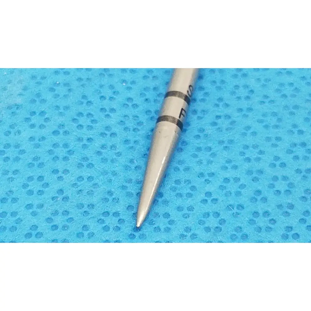 Silver-colored metal arthrex single use obturator with sharp tip and black bands orthopedic surgical instrument