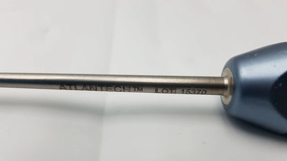 Blue ergonomic handle surgical instrument with metallic shaft engraved atlantech lot 15370 compatible surgical tool