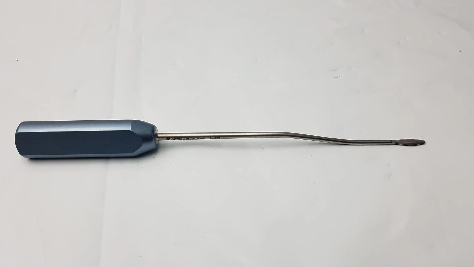 ArthroCare 22-4003 precision surgical instrument with blue handle and long slender metallic shaft with tapered tip