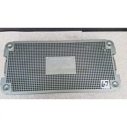 Silver perforated metal panel labeled autocut 67 on the arthrocare autocuff opus collection sterilization tray
