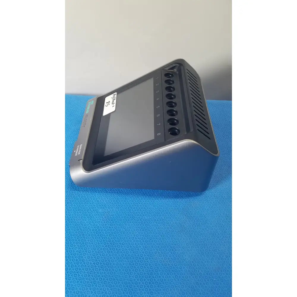 Gray and black asp sterrad velocity barcode scanner reader with touchscreen display, card slots, and ventilation slits