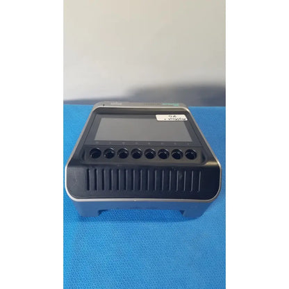 Black and gray asp sterrad velocity barcode scanner with touchscreen, circular ports, and vertical ventilation slits