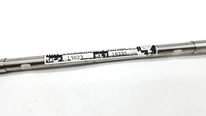 A metallic cylindrical astec chirobiotic r column cat 13023 label on a 4.6x150mm chiral hplc column shaft