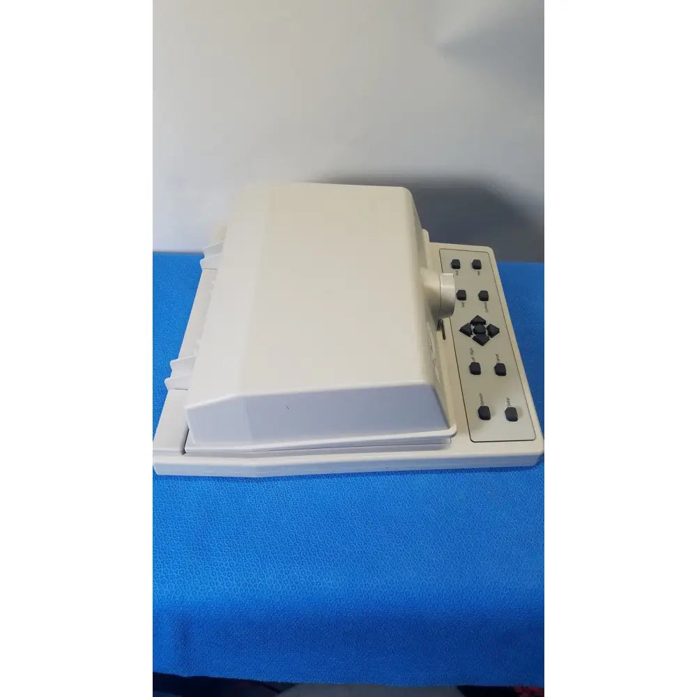 Beige plastic audioscan verifit vf-1 hearing analyzer with control panel featuring black buttons and directional pad