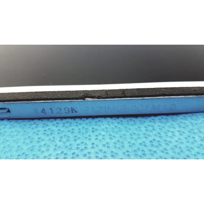 Blue plastic tool with engraved serial numbers and black rubberized edge on the back of auo m215htn01 lcd screen panel