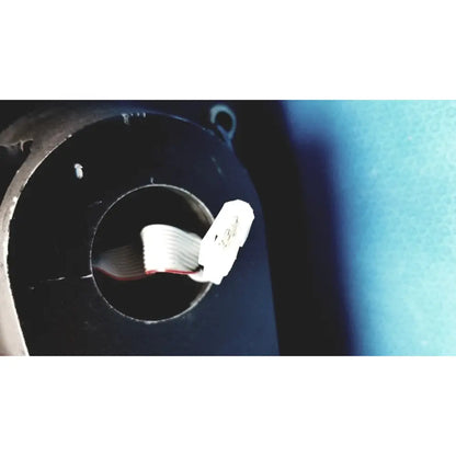 White ribbon cable with white plastic connector visible at the back of automet 2 variable speed grinder-polisher 120v