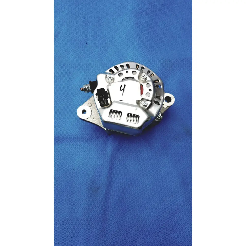 Silver automotive alternator with black plastic connector and red accent featuring metallic housing and ventilation slots for reuse medical