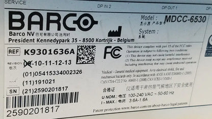BARCO Coronis Fusion MDCC-6530 6MP Radiology Diagnostic Monitor K9301636A Radiology Diagnostic Monitor, second-hand product photo 8
