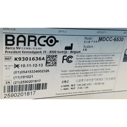 BARCO Coronis Fusion MDCC-6530 6MP Radiology Diagnostic Monitor K9301636A Radiology Diagnostic Monitor, second-hand product photo 8
