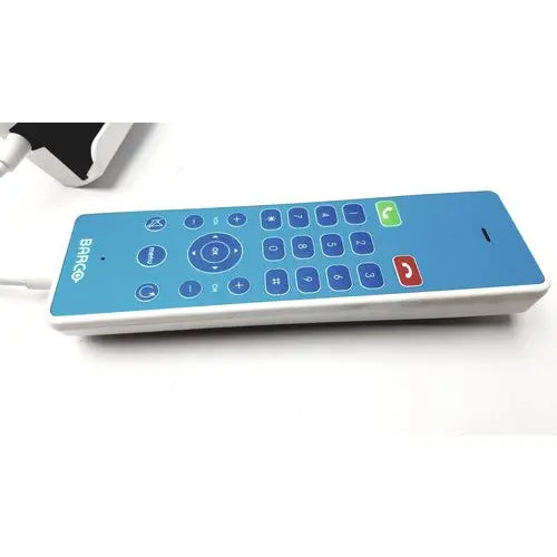 Blue and white barco jaohandset remote control hs000aipcba1 with colorful buttons for reuse medical applications