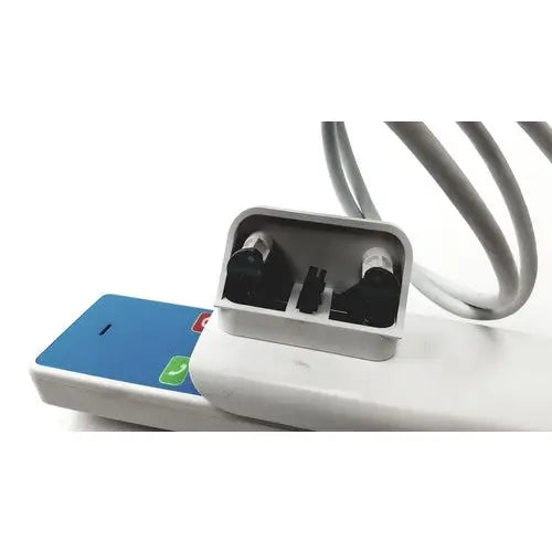 White plastic power strip with blue and green buttons for reuse medical use barco jaohandset hs000aipcba1 product
