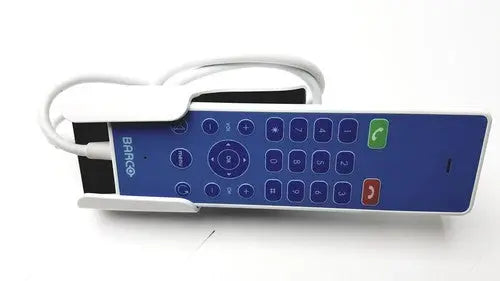 Blue barco jaohandset hs000aipcba1 remote control with white buttons and cable for reuse medical applications