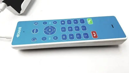 Blue and white barco jaohandset remote control hs000aipcba1 with colorful buttons for reuse medical applications